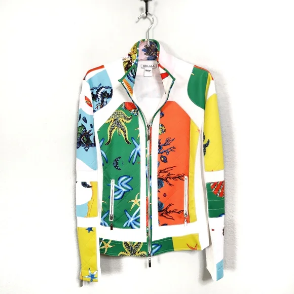 Oh La La Seashell Printed Quilted Scuba Mesh Combo Jacket, $320! Mixed Media - Picture 15 of 16